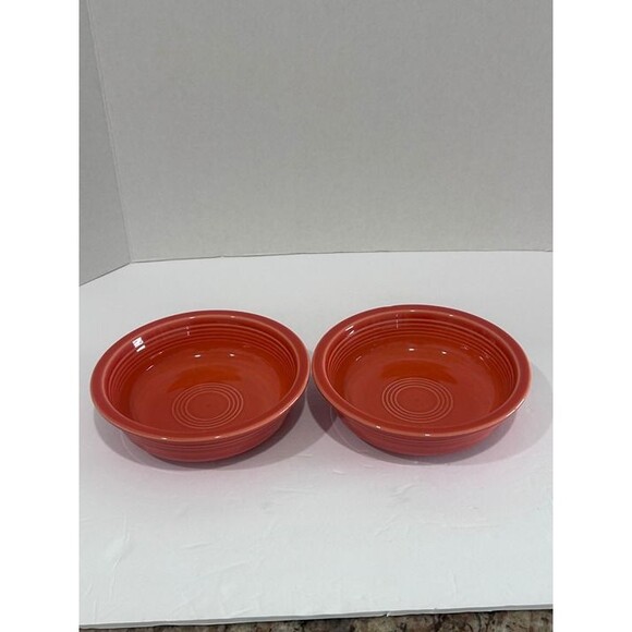 Homer Laughlin China Fiestaware Set of 2 Cereal Bowls Color Persimmon Retired - Picture 11 of 11